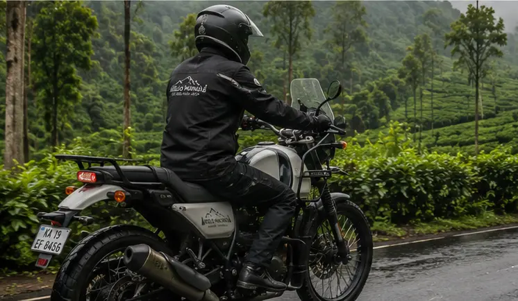 Motorcycle rider on a Western Ghats road