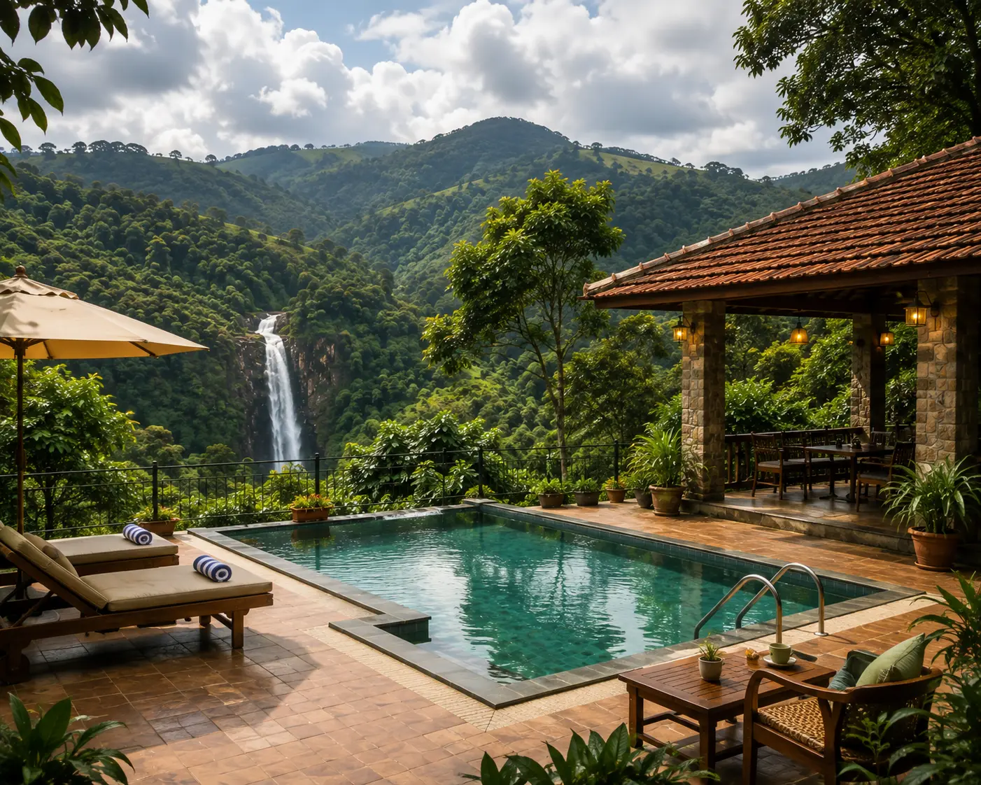 Resort pool overlooking the hills